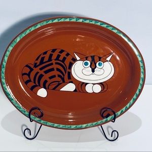 Redware Cat Plate Signed G. Simonova